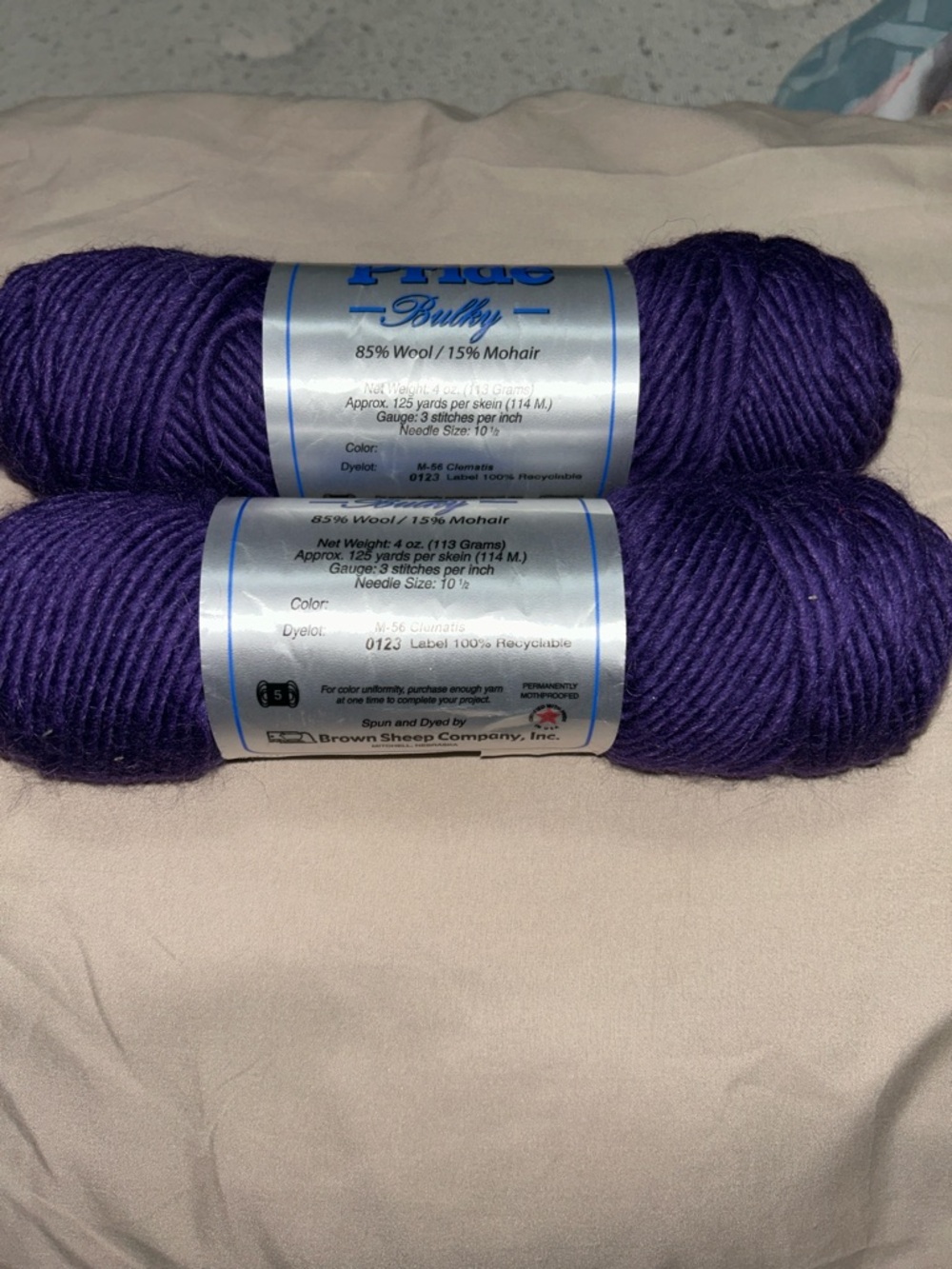 Lamb's Pride Bulky Wool Yarn - Clematis, 2 Skeins